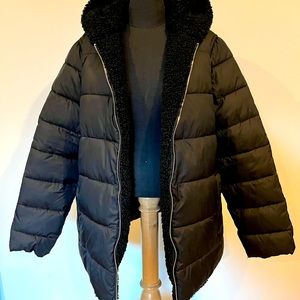 Sam Edelman fleece lined puffer jacket with hood
